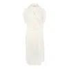 The Summer Edit Women's White Georgia Crinkle Linen Wrap Dress - Ivory In White