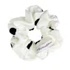 The Summer Edit Women's White / Black Luxe Silk Scrunchie - Polka Dot In White