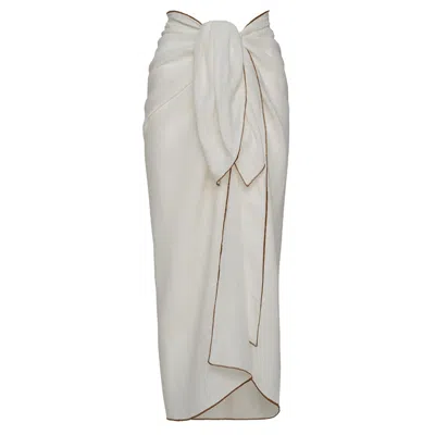 The Summer Edit Women's White Mara Luxe Linen Sarong - Ivory
