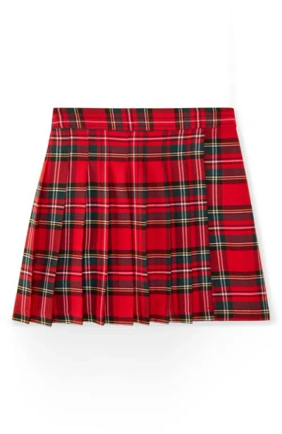 The Sunday Collective Kids'  Holly Tartan Skort In Dark Red