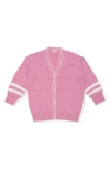 The Sunday Collective Kids' Classroom Wool Blend Cardigan In Bright Pink