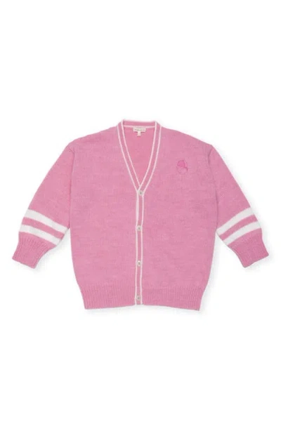 The Sunday Collective Kids' Classroom Wool Blend Cardigan In Bright Pink