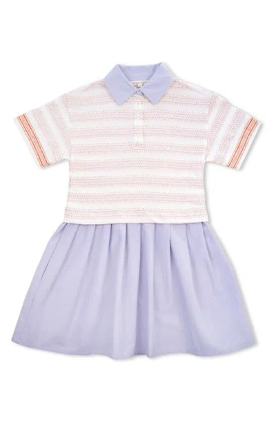 The Sunday Collective Kids' Pleated Organic Cotton Polo Dress In Lilac