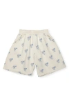 The Sunday Collective Kids' Print Organic Cotton Weekend Shorts In Beige Overflow