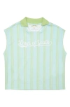 The Sunday Collective Kids' Stripe Days Of Youth Organic Cotton Soccer Polo In Green