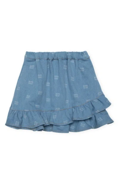 The Sunday Collective Kids' Sunday Organic Cotton Chambray Crossover Skirt In Blue