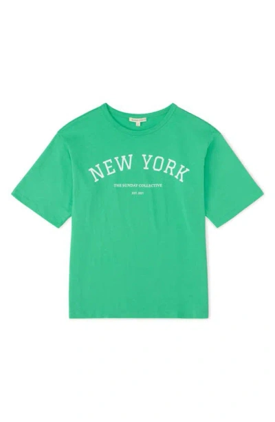 The Sunday Collective Kids' Sunday Organic Cotton Graphic T-shirt In Green