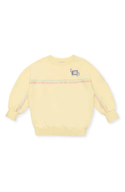 The Sunday Collective Kids' Television Weekend Organic Cotton Sweatshirt In Light/pastel Yellow