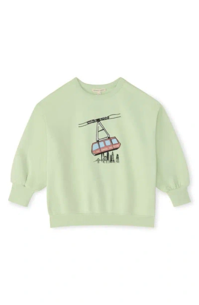 The Sunday Collective Kids' Weekend Organic Cotton Graphic Sweatshirt In Light Green
