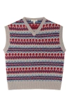 The Sunday Collective Kids' Yearbook Stripe Wool Blend Sweater Vest In Open Grey