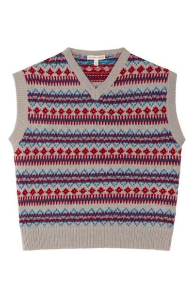 The Sunday Collective Kids' Yearbook Stripe Wool Blend Sweater Vest In Open Grey