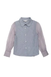 The Sunday Collective Pinstripe Chiffon Sleeve Blouse In Blue