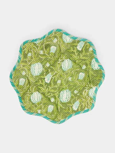 The Table Love The Breakfast Handwoven Cotton Reversible Placemats (set Of 4) In Green