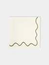 The Table Love The Squiggle Hand-embroidered Linen Napkins (set Of 4) In White
