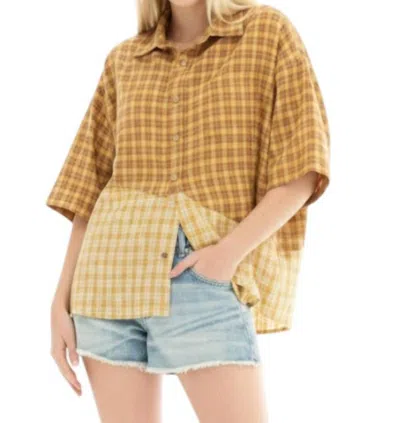 The Tales Bleached Check Shirt In Yellow/tan In Brown