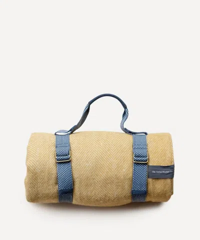 The Tartan Blanket Co. Mustard Herringbone Recycled Wool Picnic Blanket