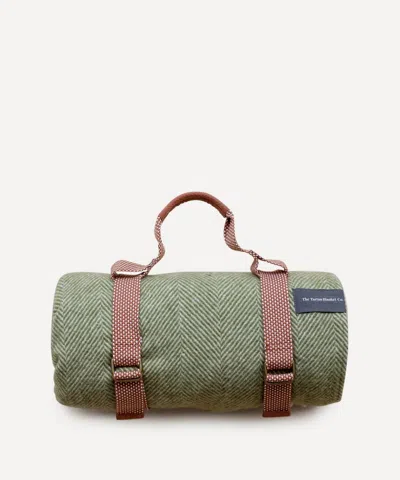 The Tartan Blanket Co. Olive Herringbone Recycled Wool Picnic Blanket