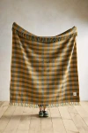 The Tartan Blanket Co. Sage Gingham Recycled Wool Throw In Yellow