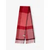 The Tartan Blanket Co. Womens Berry Oversized Check Wool Scarf In Red