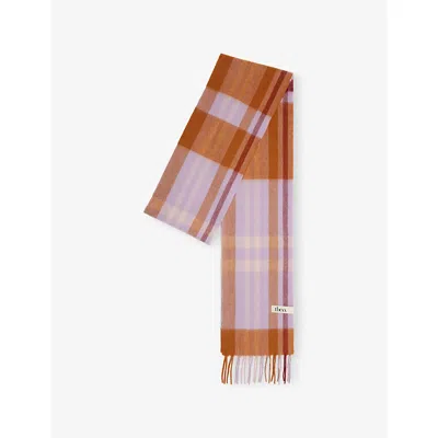 The Tartan Blanket Co. Womens Lilac Tartan Wool Scarf In Brown