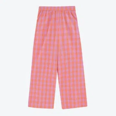 The Tiny Big Sister Check Cutlines Barrel Trousers In Pink