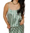 The Tiny Big Sister Flowers Straps Top Washed In Emerald In Green