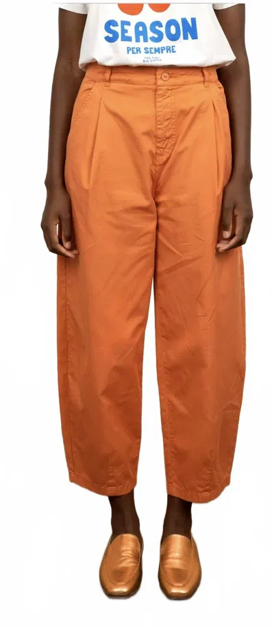 The Tiny Big Sister Pleated Trousers In Brown In Orange