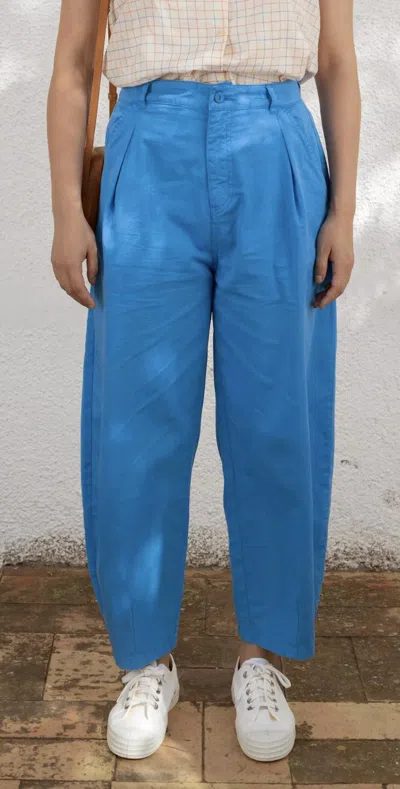 The Tiny Big Sister Pleated Trousers In Lapis Blue In Multi