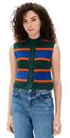 The Tiny Big Sister Striped Vest Bottle Green In Multi