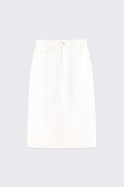 The Tiny Big Sister Women's Midi Denim Skirt In Agnes Off-white