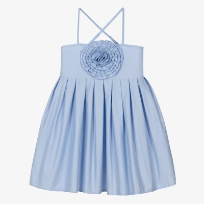 The Tiny Universe Kids' Girls Blue Cotton Sun Dress