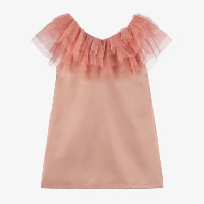 The Tiny Universe Kids' Girls Copper Pink Satin & Tulle Dress