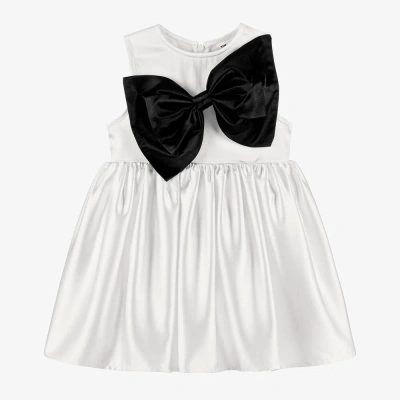 The Tiny Universe Kids' Girls White Satin Bow Dress