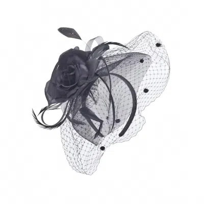 The Toucan Hat Company Women's Silk Rose Fascinator Hat In Black In Purple