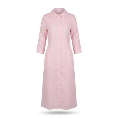 The Tunic Shop Women's Long Sleeve Linen Maxi Dress- Soft Pink
