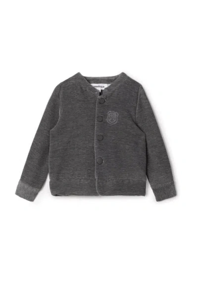 The Umbrella Academy Kids'  Velvet Crest Embroidered Button Front Blazer In Gray