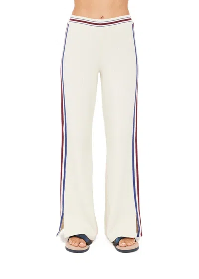 The Upside Adesa Kansas Striped Knit Trousers In White