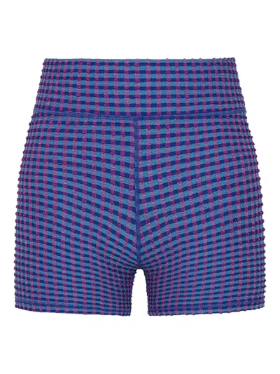 The Upside Aliki 5 In Checked-pattern Shorts In Blue