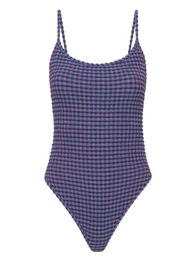 The Upside Aliki Flow Check-pattern Swimsuit In Blue