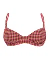 The Upside Aliki Heidi Checked-pattern Bikini Bra In Red