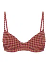 The Upside Aliki Heidi Checked-pattern Bikini Bra In Red
