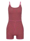 The Upside Aliki Kiva Check-pattern Playsuit In Pink