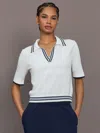 The Upside Archie Collared Knit Polo Top In White