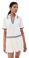 The Upside Archie Collared Knit Polo Top In White