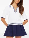 The Upside Archie Collared Knit Polo Top In White