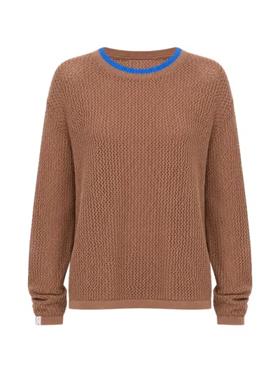 The Upside Avalon Bayli Open-knit Cotton Sweater In Brown