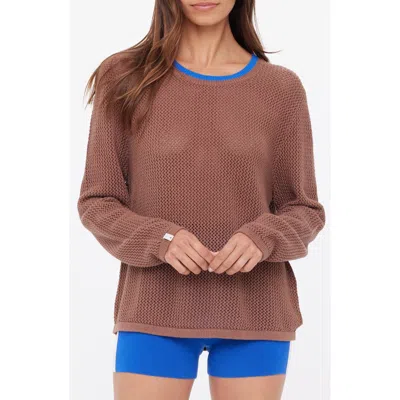The Upside Avalon Bayli Organic Cotton Knit Sweatshirt In Brown