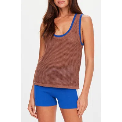 The Upside Avalon Wales Organic Cotton Mesh Tank Top In Brown