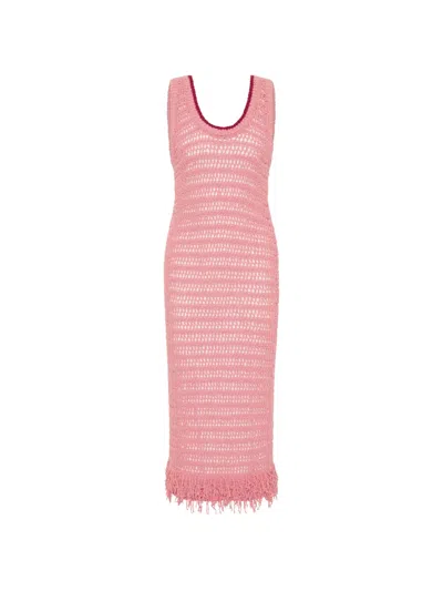 The Upside Bahia Helena Fringed Midi Dress In Pink