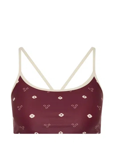 The Upside Sport-bh Mit Bandhani-print In Burgundy